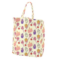 Happy Birthday Cupcake Pattern Lollipop Flat Design Giant Grocery Tote by Ravend