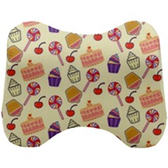 Happy Birthday Cupcake Pattern Lollipop Flat Design Head Support Cushion by Ravend