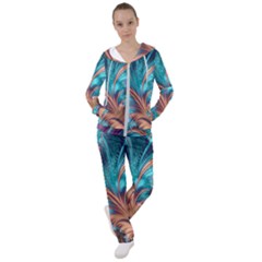 Feather Fractal Artistic Design Conceptual Women s Tracksuit by Ravend