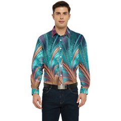 Feather Fractal Artistic Design Conceptual Men s Long Sleeve  Shirt