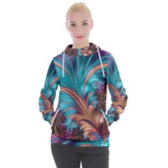 Feather Fractal Artistic Design Conceptual Women s Hooded Pullover by Ravend