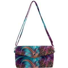 Feather Fractal Artistic Design Conceptual Removable Strap Clutch Bag