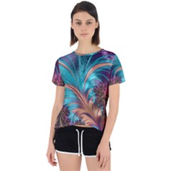 Feather Fractal Artistic Design Conceptual Open Back Sport Tee by Ravend