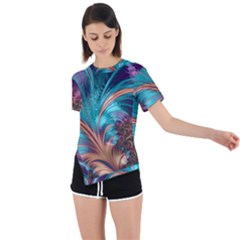 Feather Fractal Artistic Design Conceptual Asymmetrical Short Sleeve Sports Tee by Ravend