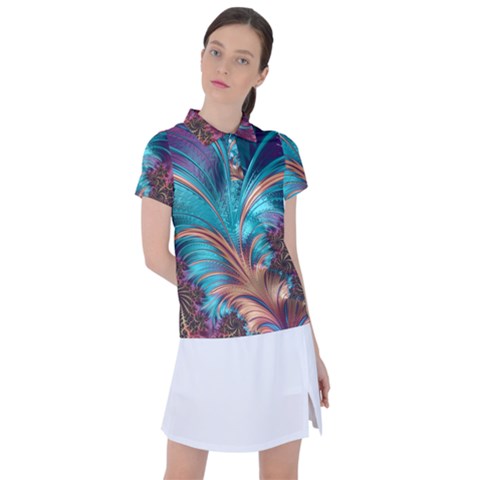 Feather Fractal Artistic Design Conceptual Women s Polo Tee by Ravend