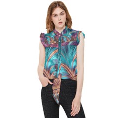 Feather Fractal Artistic Design Conceptual Frill Detail Shirt by Ravend