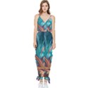 Feather Fractal Artistic Design Conceptual Sleeveless Tie Ankle Chiffon Jumpsuit View1