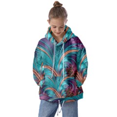 Feather Fractal Artistic Design Conceptual Kids  Oversized Hoodie by Ravend