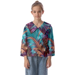 Feather Fractal Artistic Design Conceptual Kids  Sailor Shirt by Ravend