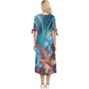 Feather Fractal Artistic Design Conceptual Bow Sleeve Chiffon Midi Dress View4