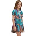 Feather Fractal Artistic Design Conceptual Kids  Sweet Collar Dress View2