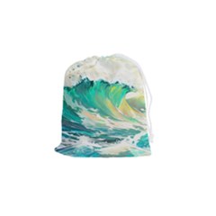 Ai Generated Waves Ocean Sea Tsunami Nautical Art Drawstring Pouch (small)