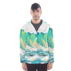 Ai Generated Waves Ocean Sea Tsunami Nautical Art Men s Hooded Windbreaker by Ravend