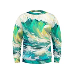 Ai Generated Waves Ocean Sea Tsunami Nautical Art Kids  Sweatshirt by Ravend