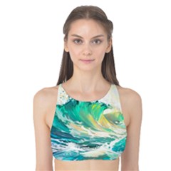 Ai Generated Waves Ocean Sea Tsunami Nautical Art Tank Bikini Top by Ravend