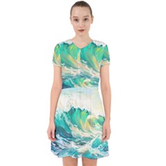 Ai Generated Waves Ocean Sea Tsunami Nautical Art Adorable In Chiffon Dress by Ravend