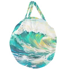 Ai Generated Waves Ocean Sea Tsunami Nautical Art Giant Round Zipper Tote by Ravend