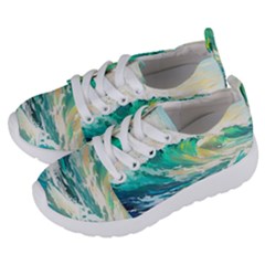 Ai Generated Waves Ocean Sea Tsunami Nautical Art Kids  Lightweight Sports Shoes by Ravend