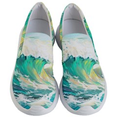 Ai Generated Waves Ocean Sea Tsunami Nautical Art Women s Lightweight Slip Ons by Ravend