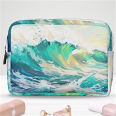 Ai Generated Waves Ocean Sea Tsunami Nautical Art Make Up Pouch (medium) by Ravend