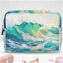 Ai Generated Waves Ocean Sea Tsunami Nautical Art Make Up Pouch (Medium) View1