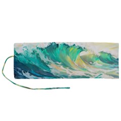 Ai Generated Waves Ocean Sea Tsunami Nautical Art Roll Up Canvas Pencil Holder (m) by Ravend