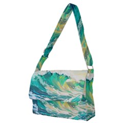 Ai Generated Waves Ocean Sea Tsunami Nautical Art Full Print Messenger Bag (m) by Ravend