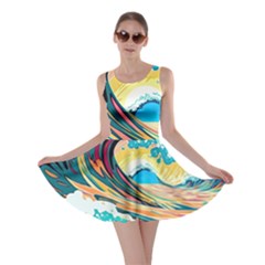 Ai Generated Waves Ocean Sea Tsunami Nautical Arts Skater Dress by Ravend