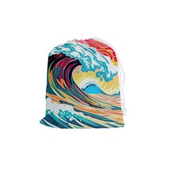 Ai Generated Waves Ocean Sea Tsunami Nautical Arts Drawstring Pouch (medium) by Ravend