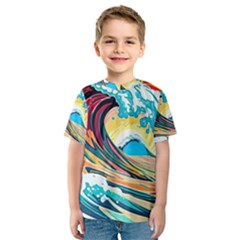 Ai Generated Waves Ocean Sea Tsunami Nautical Arts Kids  Sport Mesh Tee