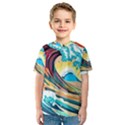 Ai Generated Waves Ocean Sea Tsunami Nautical Arts Kids  Sport Mesh Tee View1