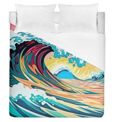 Ai Generated Waves Ocean Sea Tsunami Nautical Arts Duvet Cover (queen Size) by Ravend