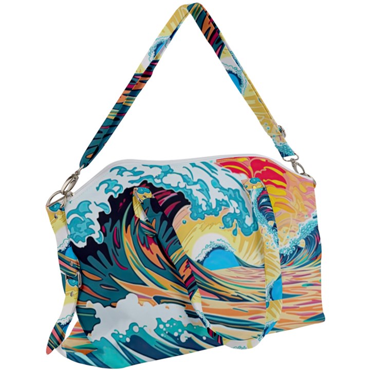 Ai Generated Waves Ocean Sea Tsunami Nautical Arts Canvas Crossbody Bag