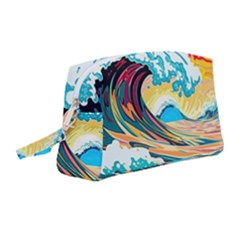 Ai Generated Waves Ocean Sea Tsunami Nautical Arts Wristlet Pouch Bag (medium) by Ravend