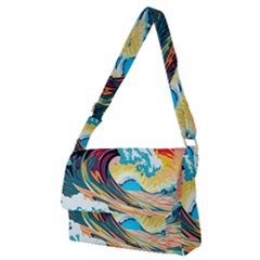 Ai Generated Waves Ocean Sea Tsunami Nautical Arts Full Print Messenger Bag (m) by Ravend