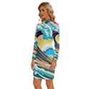 Ai Generated Waves Ocean Sea Tsunami Nautical Arts Long Sleeve Shirt Collar Bodycon Dress View2