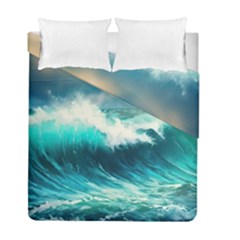 Ai Generated Waves Ocean Sea Tsunami Nautical Painting Duvet Cover Double Side (full/ Double Size) by Ravend