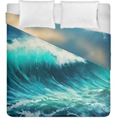 Ai Generated Waves Ocean Sea Tsunami Nautical Painting Duvet Cover Double Side (king Size) by Ravend