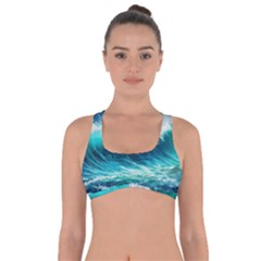 Ai Generated Waves Ocean Sea Tsunami Nautical Painting Got No Strings Sports Bra by Ravend