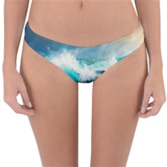 Ai Generated Waves Ocean Sea Tsunami Nautical Painting Reversible Hipster Bikini Bottoms by Ravend