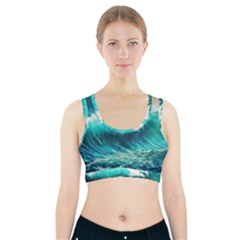 Ai Generated Waves Ocean Sea Tsunami Nautical Painting Sports Bra With Pocket by Ravend