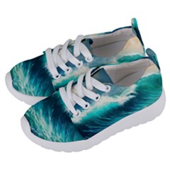 Ai Generated Waves Ocean Sea Tsunami Nautical Painting Kids  Lightweight Sports Shoes by Ravend