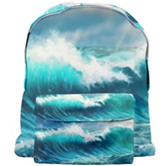 Ai Generated Waves Ocean Sea Tsunami Nautical Painting Giant Full Print Backpack by Ravend