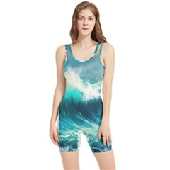 Ai Generated Waves Ocean Sea Tsunami Nautical Painting Women s Wrestling Singlet by Ravend