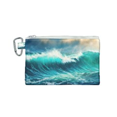 Ai Generated Waves Ocean Sea Tsunami Nautical Painting Canvas Cosmetic Bag (small) by Ravend