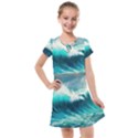 Ai Generated Waves Ocean Sea Tsunami Nautical Painting Kids  Cross Web Dress View1