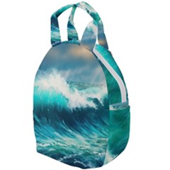 Ai Generated Waves Ocean Sea Tsunami Nautical Painting Travel Backpacks by Ravend