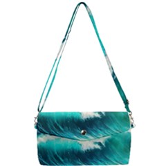 Ai Generated Waves Ocean Sea Tsunami Nautical Painting Removable Strap Clutch Bag by Ravend