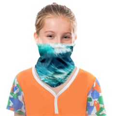 Ai Generated Waves Ocean Sea Tsunami Nautical Painting Face Covering Bandana (kids) by Ravend