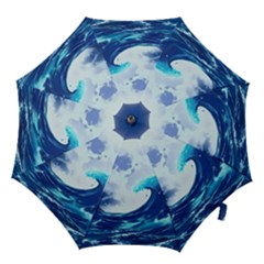 Ai Generated Waves Ocean Sea Tsunami Nautical Blue Hook Handle Umbrellas (medium) by Ravend